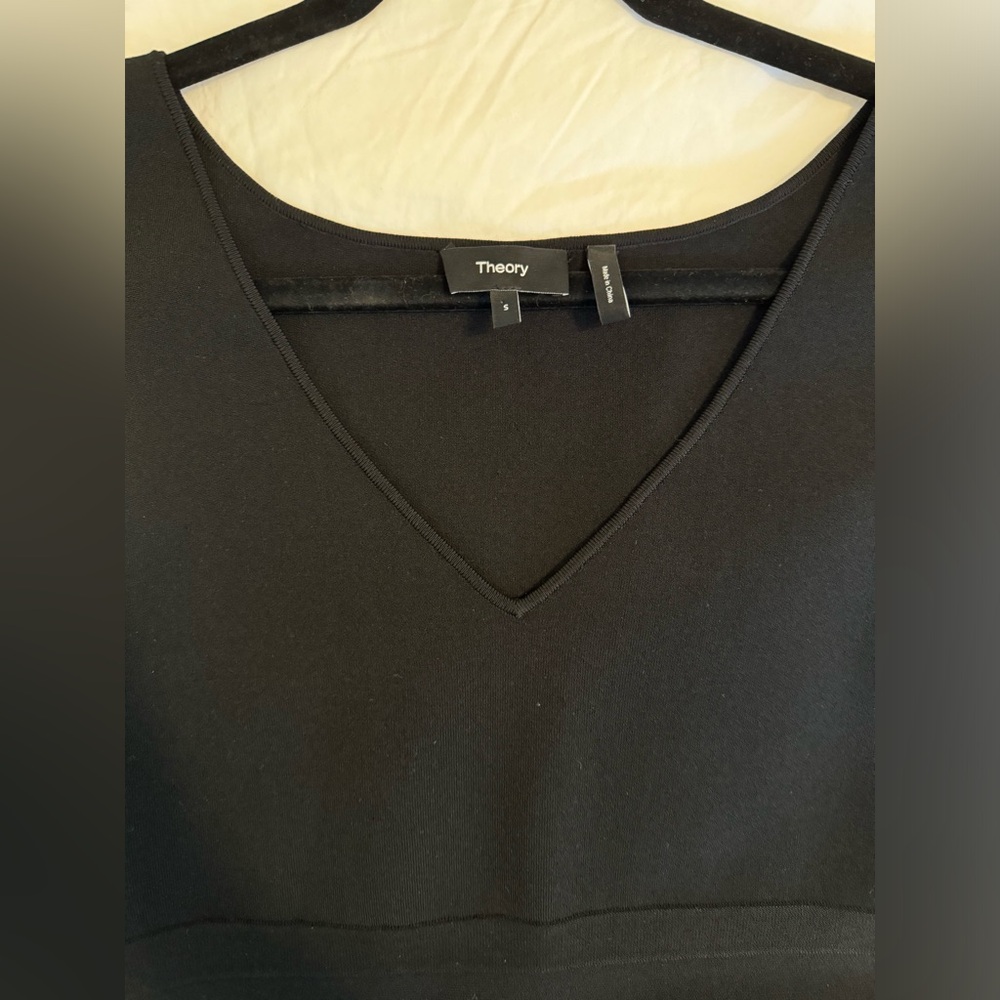 Theory Black V-Neck Midi Dress - Picture 5 of 9